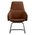Sedia da ufficio in pelle con base a slitta in ferro moderna – Seduta ergonomica da scrivania e per ospiti