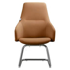 Sedia da ufficio in pelle con base a slitta in ferro moderna – Seduta ergonomica da scrivania e per ospiti