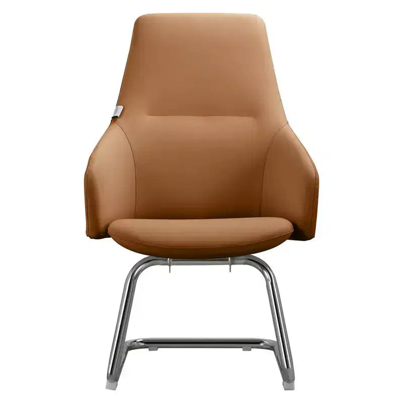 LeisureMod Celeste Leather Office Chair - Modern Iron Sled Base - Ergonomic Desk & Guest Seating for Home Office