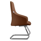 Sedia da ufficio in pelle con base a slitta in ferro moderna – Seduta ergonomica da scrivania e per ospiti