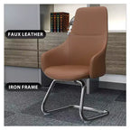 Sedia da ufficio in pelle con base a slitta in ferro moderna – Seduta ergonomica da scrivania e per ospiti