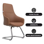 Sedia da ufficio in pelle con base a slitta in ferro moderna – Seduta ergonomica da scrivania e per ospiti