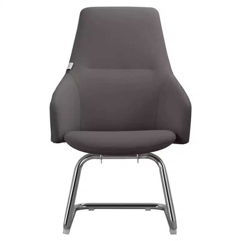 LeisureMod Celeste Leather Office Chair - Modern Iron Sled Base - Ergonomic Desk & Guest Seating for Home Office