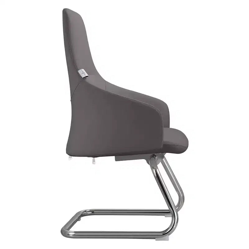 LeisureMod Celeste Leather Office Chair - Modern Iron Sled Base - Ergonomic Desk & Guest Seating for Home Office