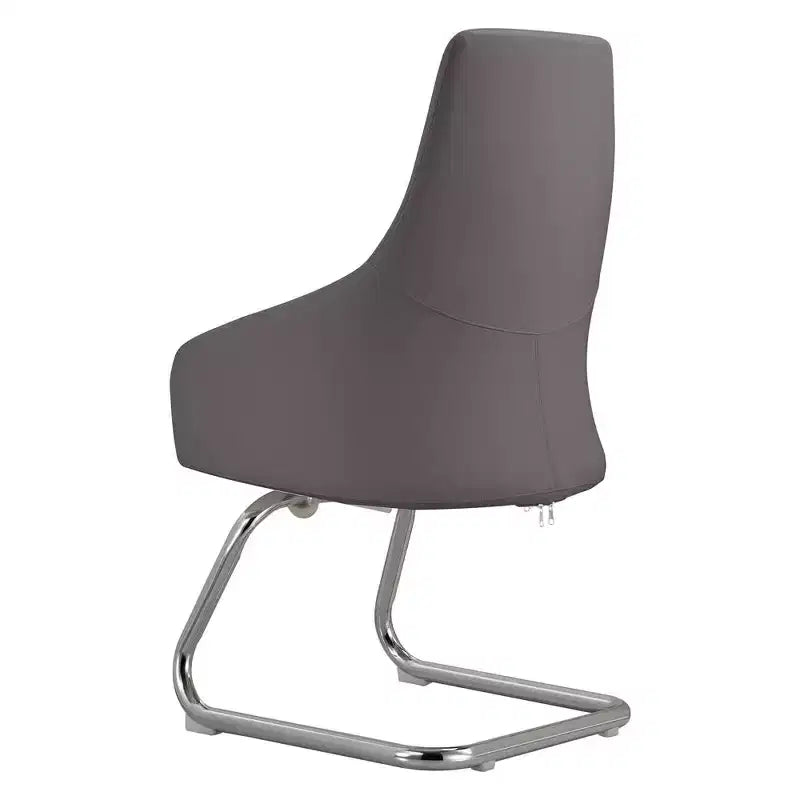 LeisureMod Celeste Leather Office Chair - Modern Iron Sled Base - Ergonomic Desk & Guest Seating for Home Office