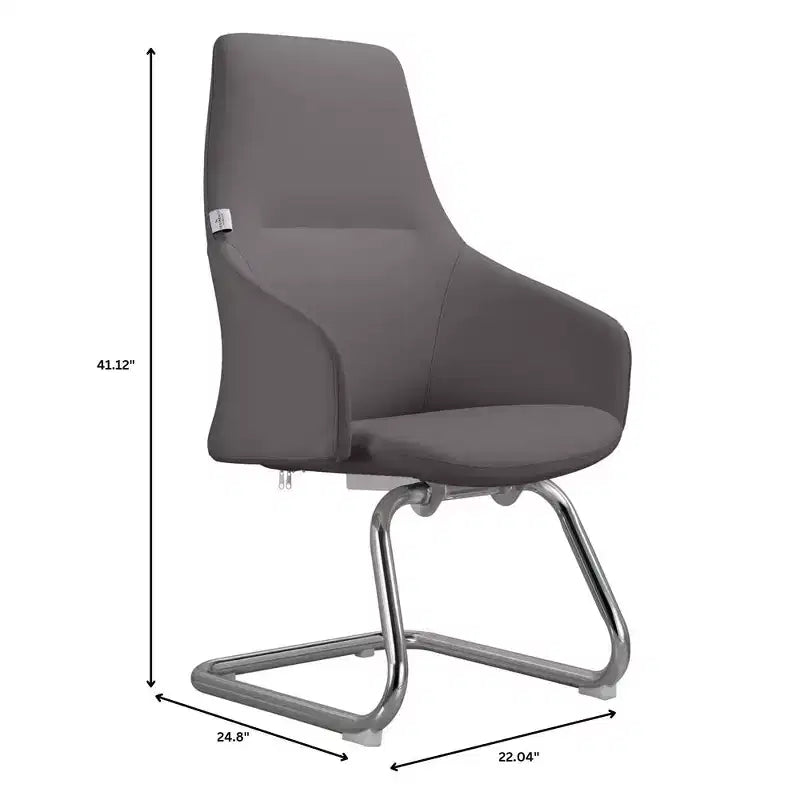 LeisureMod Celeste Leather Office Chair - Modern Iron Sled Base - Ergonomic Desk & Guest Seating for Home Office