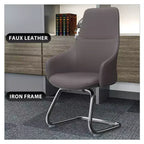 Sedia da ufficio in pelle con base a slitta in ferro moderna – Seduta ergonomica da scrivania e per ospiti