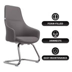 Sedia da ufficio in pelle con base a slitta in ferro moderna – Seduta ergonomica da scrivania e per ospiti