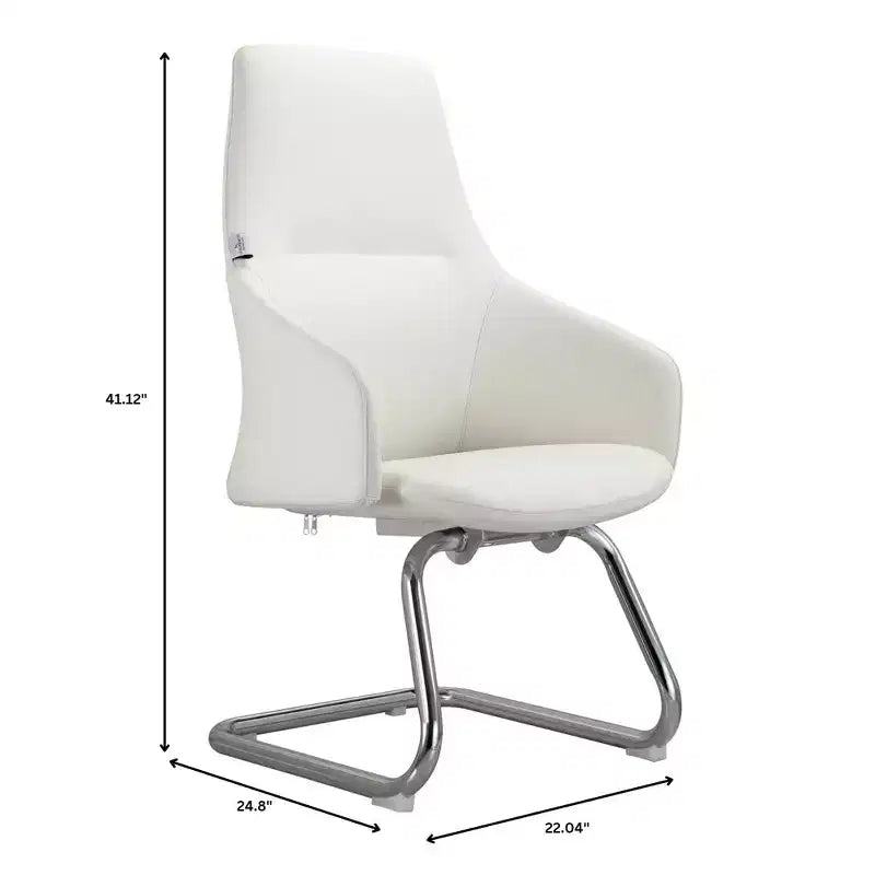 LeisureMod Celeste Leather Office Chair - Modern Iron Sled Base - Ergonomic Desk & Guest Seating for Home Office