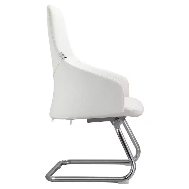 LeisureMod Celeste Leather Office Chair - Modern Iron Sled Base - Ergonomic Desk & Guest Seating for Home Office