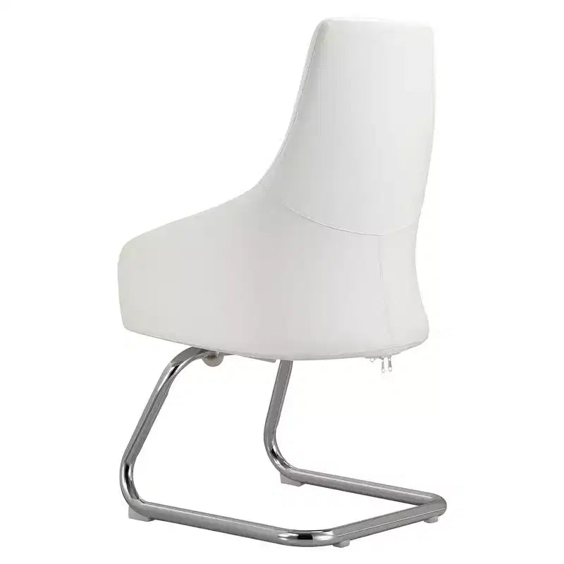 LeisureMod Celeste Leather Office Chair - Modern Iron Sled Base - Ergonomic Desk & Guest Seating for Home Office