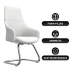 Sedia da ufficio in pelle con base a slitta in ferro moderna – Seduta ergonomica da scrivania e per ospiti