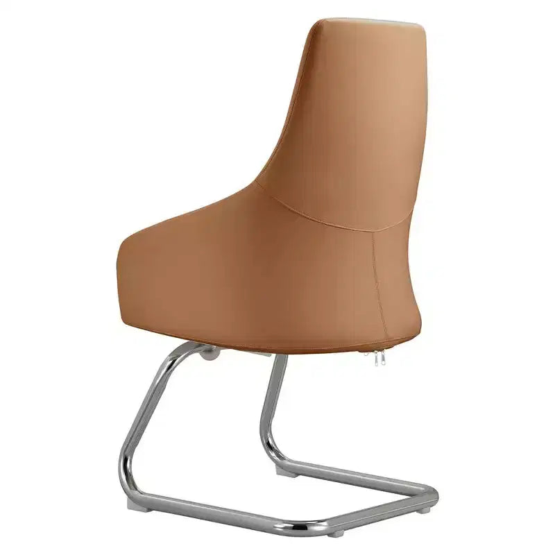 LeisureMod Celeste Leather Office Chair - Modern Iron Sled Base - Ergonomic Desk & Guest Seating for Home Office