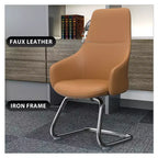Sedia da ufficio in pelle con base a slitta in ferro moderna – Seduta ergonomica da scrivania e per ospiti
