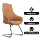 Sedia da ufficio in pelle con base a slitta in ferro moderna – Seduta ergonomica da scrivania e per ospiti