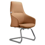 LeisureMod Celeste Leather Office Chair - Modern Iron Sled Base - Ergonomic Desk & Guest Seating for Home Office