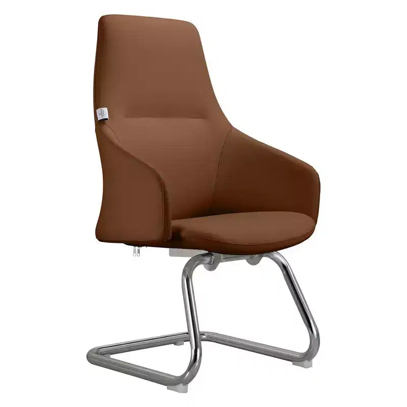 LeisureMod Celeste Leather Office Chair - Modern Iron Sled Base - Ergonomic Desk & Guest Seating for Home Office