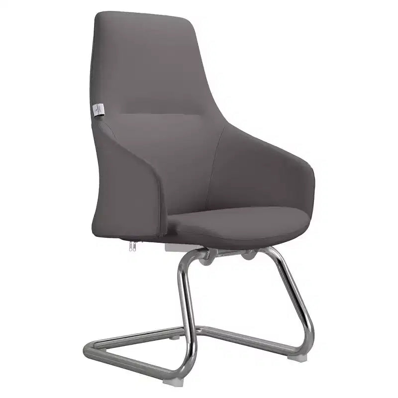 LeisureMod Celeste Leather Office Chair - Modern Iron Sled Base - Ergonomic Desk & Guest Seating for Home Office
