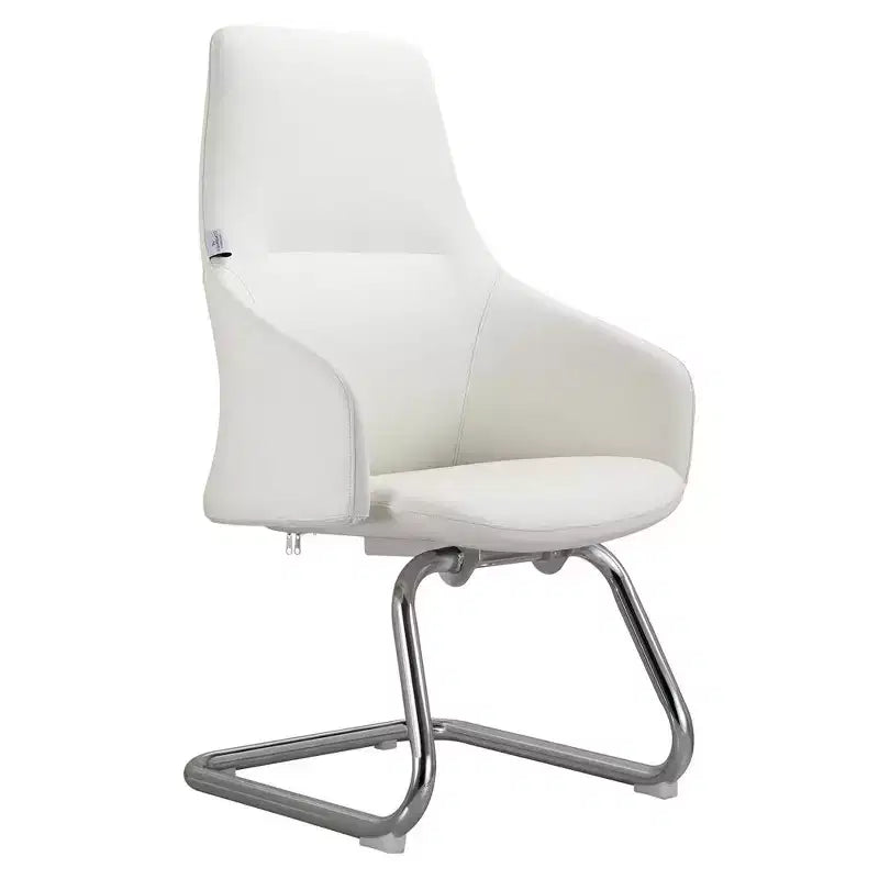 LeisureMod Celeste Leather Office Chair - Modern Iron Sled Base - Ergonomic Desk & Guest Seating for Home Office