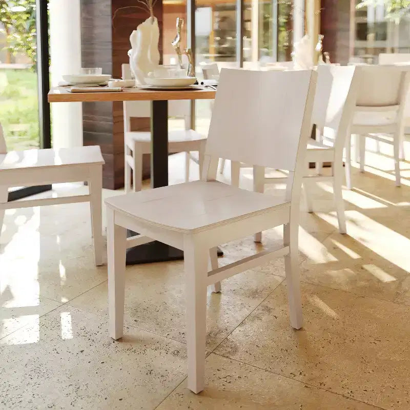 Flash Furniture 2 Pack Naples Commercial Grade Solid Wood Dining Chairs with Curved Backrests