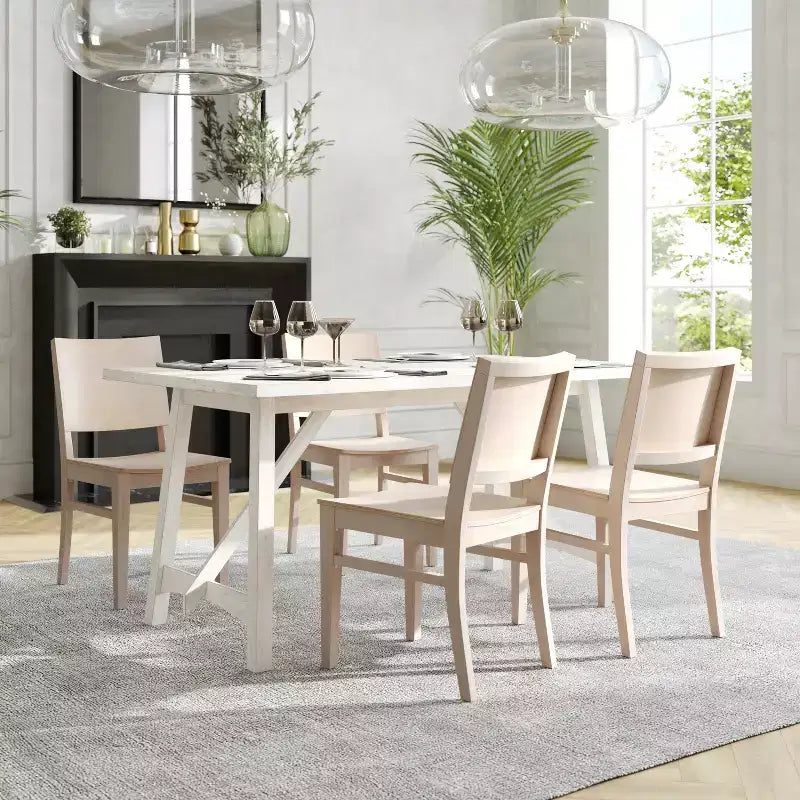Flash Furniture 2 Pack Naples Commercial Grade Solid Wood Dining Chairs with Curved Backrests