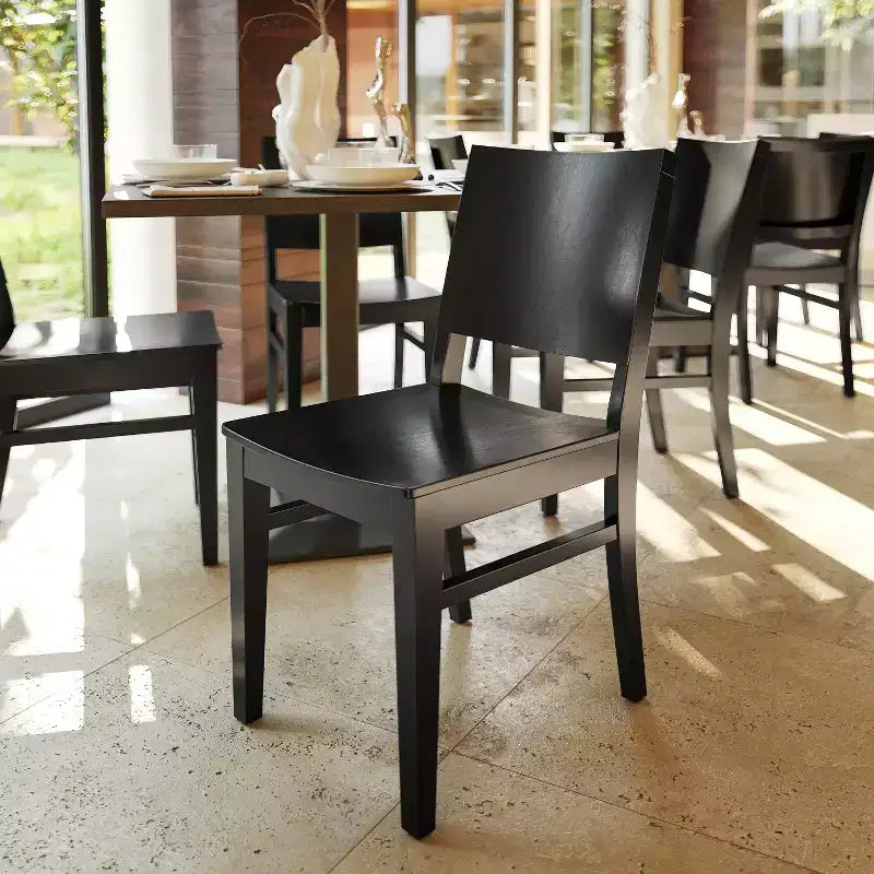 Flash Furniture 2 Pack Naples Commercial Grade Solid Wood Dining Chairs with Curved Backrests
