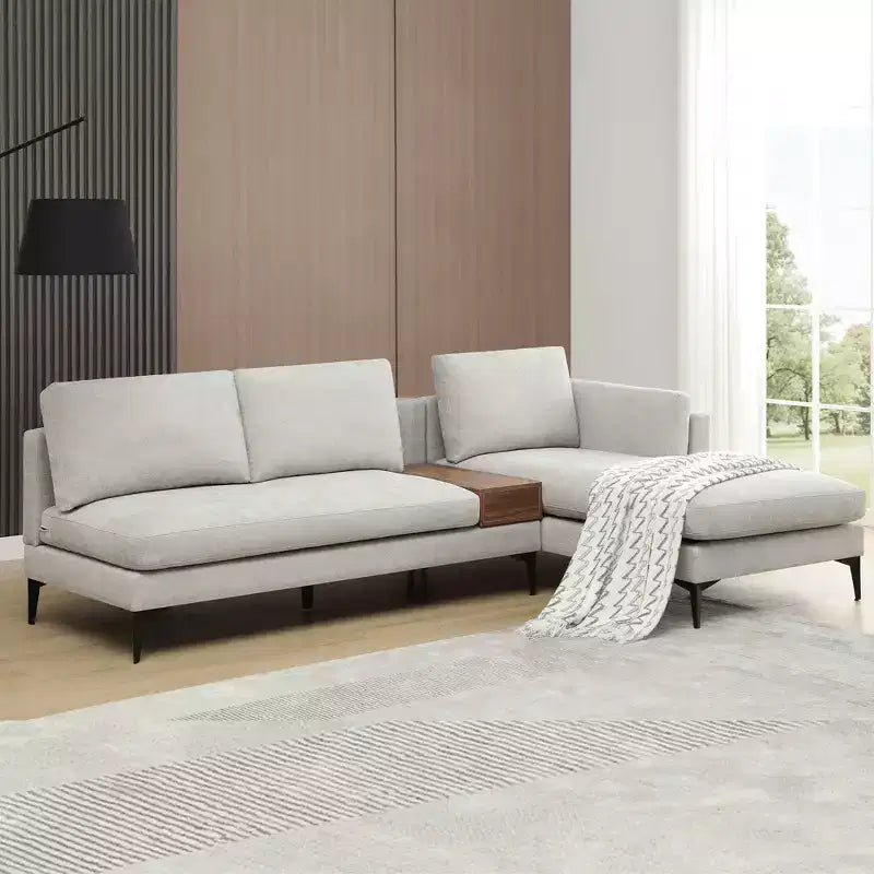Minimalist 3 Seater L Shaped Sectional Sofa Reverisble Lounge Chaise for Living Room - Morden Fort