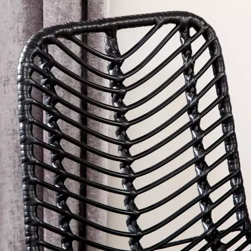 HOMCOM Modern Rattan Bar Stools Breathable Steel-Base Wicker Counter Height Barstools for Kitchen Counter