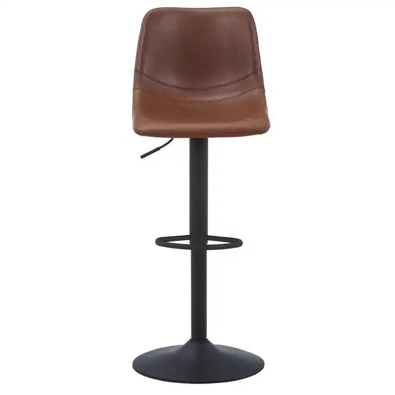 LeisureMod Tilbury Modern Adjustable Bar Stool Set of 2 with Footrest and Swivel, Counter Height Chairs for Kitchen Island, Breakfast Bar, or Home Bar