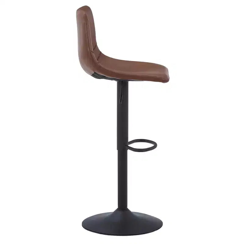 LeisureMod Tilbury Modern Adjustable Bar Stool Set of 2 with Footrest and Swivel, Counter Height Chairs for Kitchen Island, Breakfast Bar, or Home Bar
