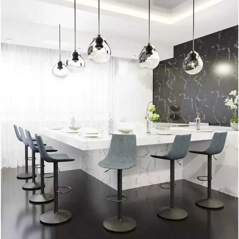 LeisureMod Tilbury Modern Adjustable Bar Stool Set of 2 with Footrest and Swivel, Counter Height Chairs for Kitchen Island, Breakfast Bar, or Home Bar