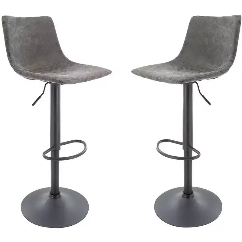 LeisureMod Tilbury Modern Adjustable Bar Stool Set of 2 with Footrest and Swivel, Counter Height Chairs for Kitchen Island, Breakfast Bar, or Home Bar