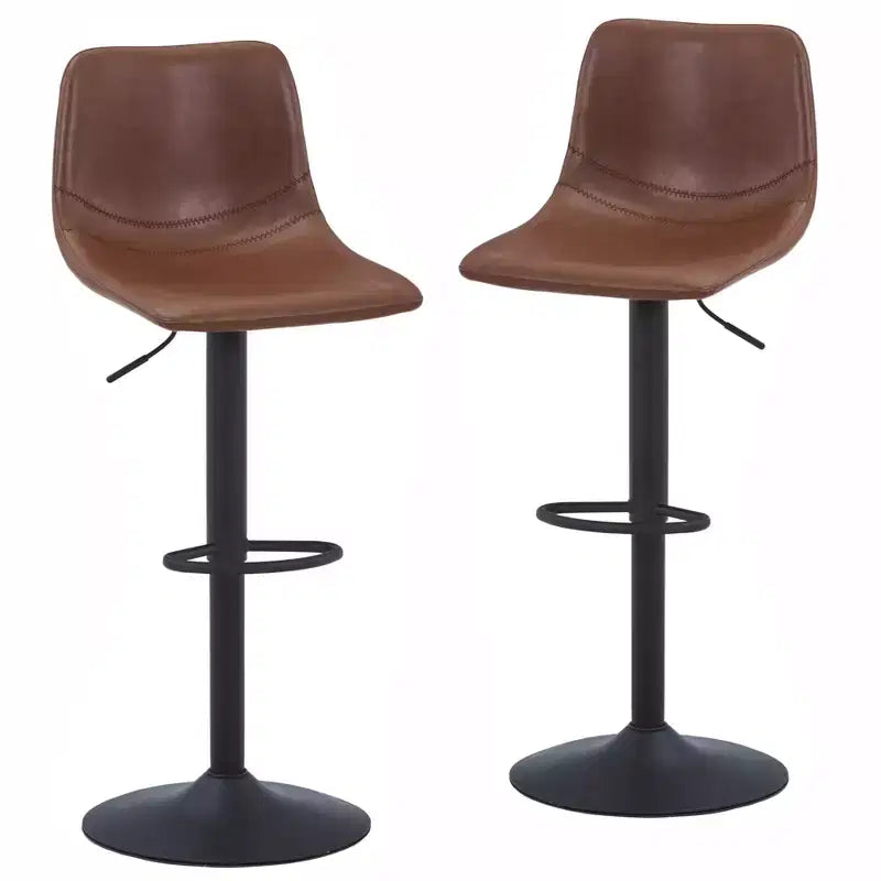 LeisureMod Tilbury Modern Adjustable Bar Stool Set of 2 with Footrest and Swivel, Counter Height Chairs for Kitchen Island, Breakfast Bar, or Home Bar