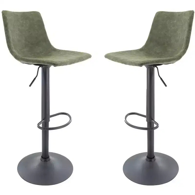 LeisureMod Tilbury Modern Adjustable Bar Stool Set of 2 with Footrest and Swivel, Counter Height Chairs for Kitchen Island, Breakfast Bar, or Home Bar