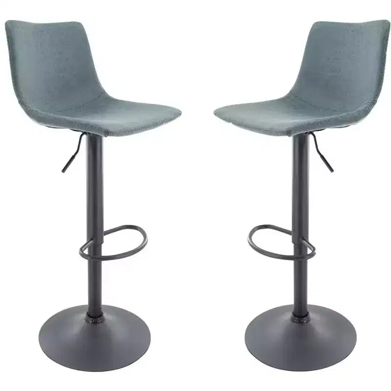 LeisureMod Tilbury Modern Adjustable Bar Stool Set of 2 with Footrest and Swivel, Counter Height Chairs for Kitchen Island, Breakfast Bar, or Home Bar