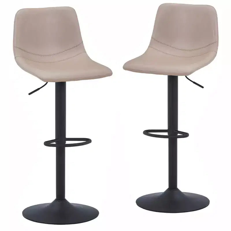 LeisureMod Tilbury Modern Adjustable Bar Stool Set of 2 with Footrest and Swivel, Counter Height Chairs for Kitchen Island, Breakfast Bar, or Home Bar