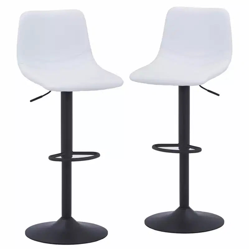 LeisureMod Tilbury Modern Adjustable Bar Stool Set of 2 with Footrest and Swivel, Counter Height Chairs for Kitchen Island, Breakfast Bar, or Home Bar