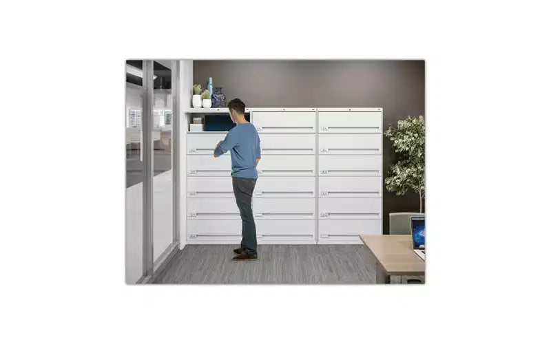 Tennsco Fixed Shelf Enclosed-Format Lateral File for End-Tab Folders, 6 Legal/Letter File Shelves, Light Gray, 36 x 16.5 x 75.25