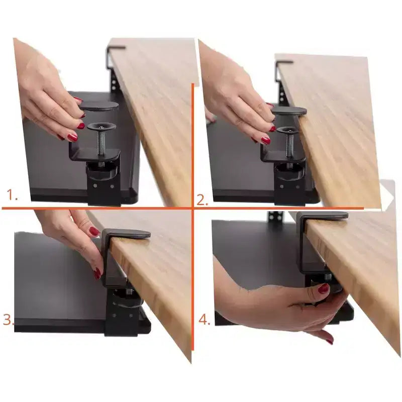 Stand Up Desk Store Large Clamp-On Retractable Adjustable Keyboard Tray | For Desktops Up To 1.5 Thick