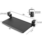 Ampio Vassoio Tastiera Estraibile e Regolabile con Morsetto – Adatto a Scrivanie fino a 3,8 cm di Spessore