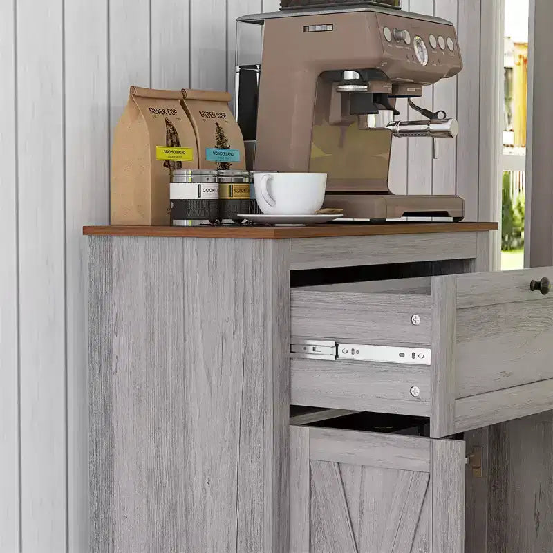 Farmhouse Storage Cabinet Sideboard with Double Doors, Drawer & Adjustable Shelf