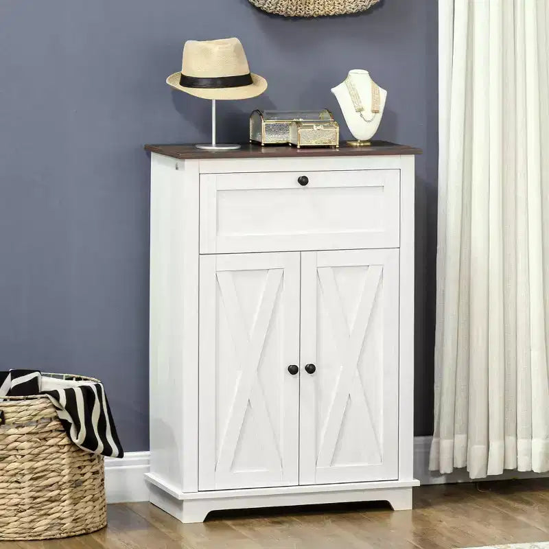 Farmhouse Storage Cabinet Sideboard with Double Doors, Drawer & Adjustable Shelf