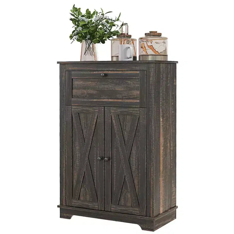 Farmhouse Storage Cabinet Sideboard with Double Doors, Drawer & Adjustable Shelf