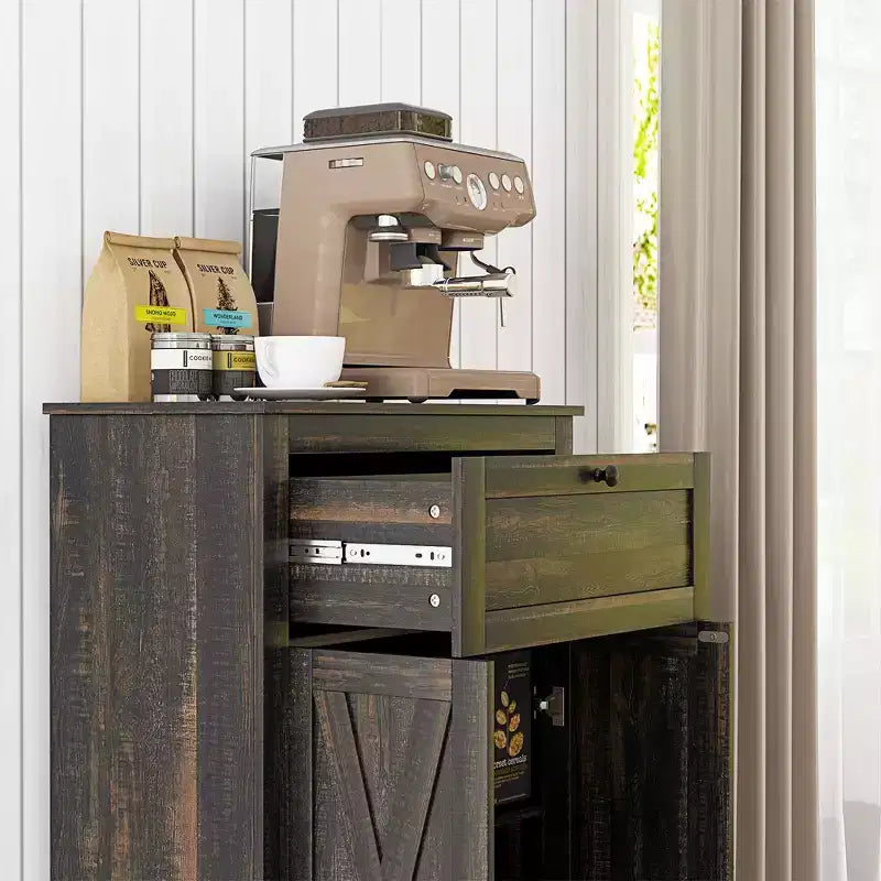 Farmhouse Storage Cabinet Sideboard with Double Doors, Drawer & Adjustable Shelf
