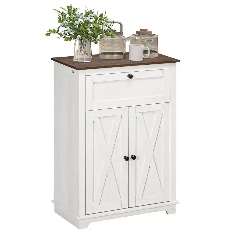 Farmhouse Storage Cabinet Sideboard with Double Doors, Drawer & Adjustable Shelf