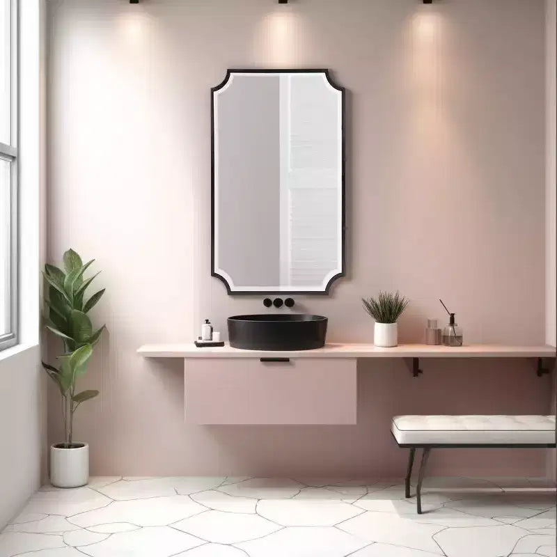 36x24 Inch Stainless Steel Framed Shield Wall Mirror
