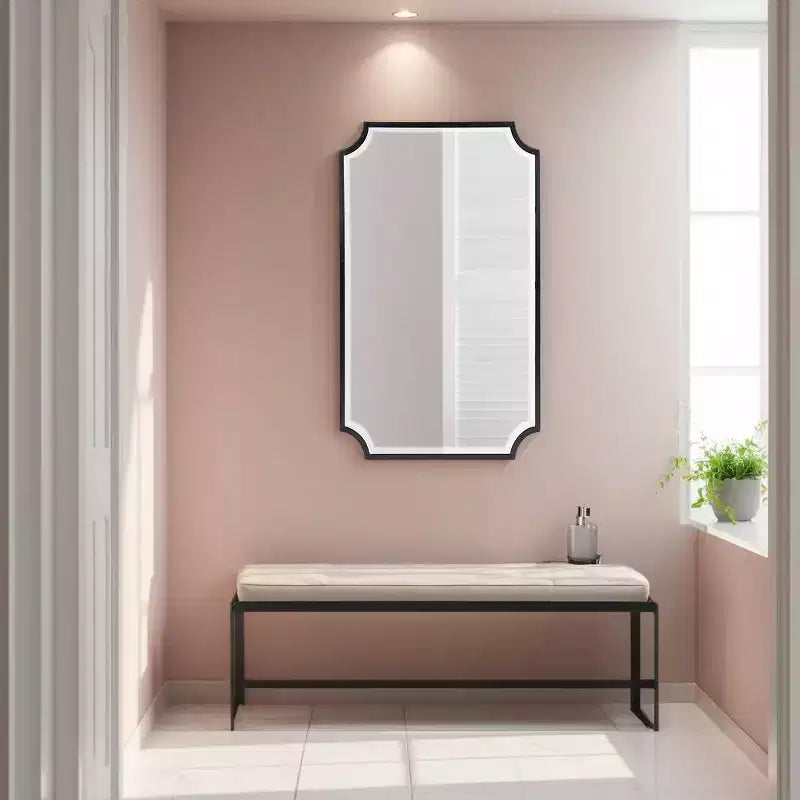 36x24 Inch Stainless Steel Framed Shield Wall Mirror