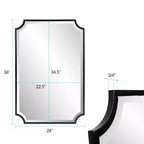 Specchio da parete a scudo con cornice in acciaio inossidabile 36x24 pollici