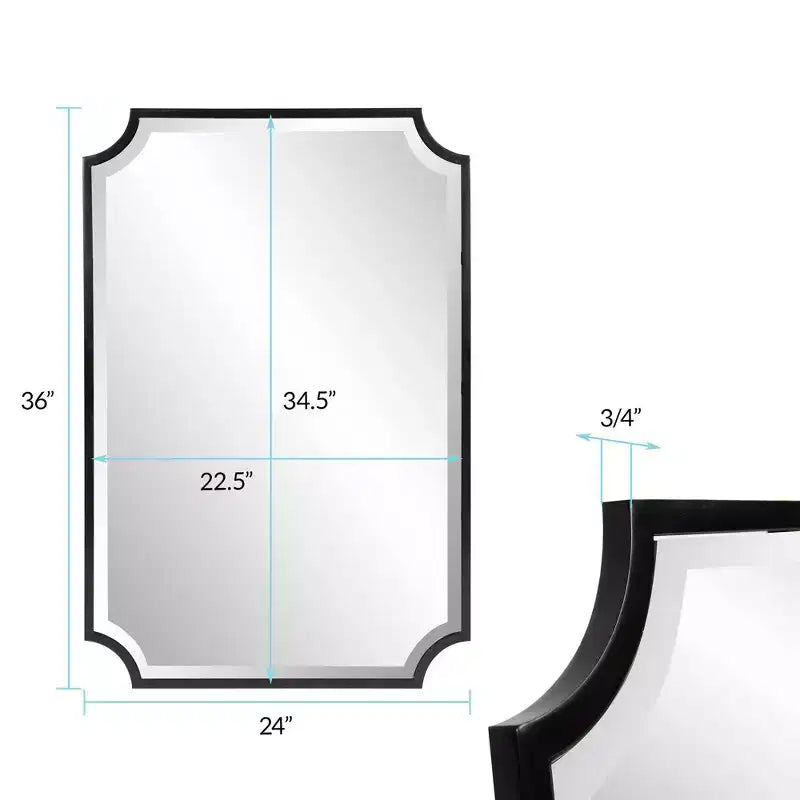 36x24 Inch Stainless Steel Framed Shield Wall Mirror