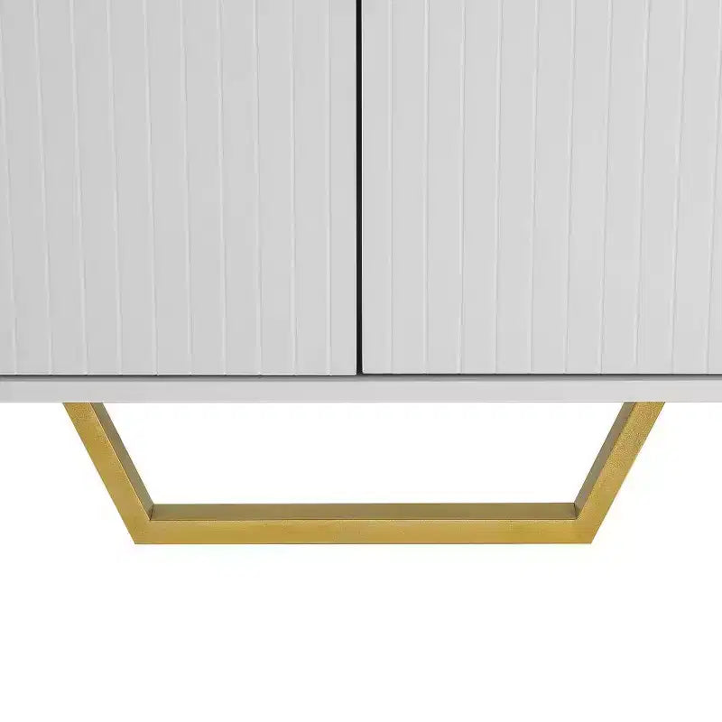 60 Inch Sideboard Buffet Cabinet With 4 Doors Modern Kitchen Storage Cabinet Metal Legs For Dining Room Living Room Entryway